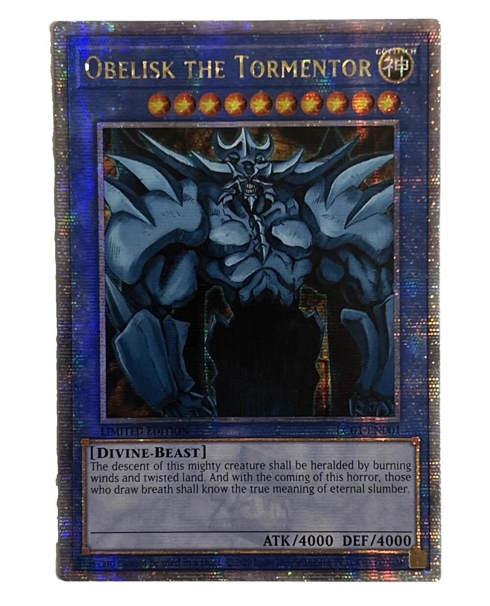 Yugioh ATTRIBUTE MISPRINT German LC01-EN001 Obelisk the Tormentor QCSR VLP Card!